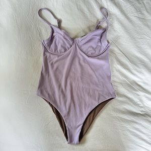 ACACIA Marlow Full Piece Lilac Ribbed size large